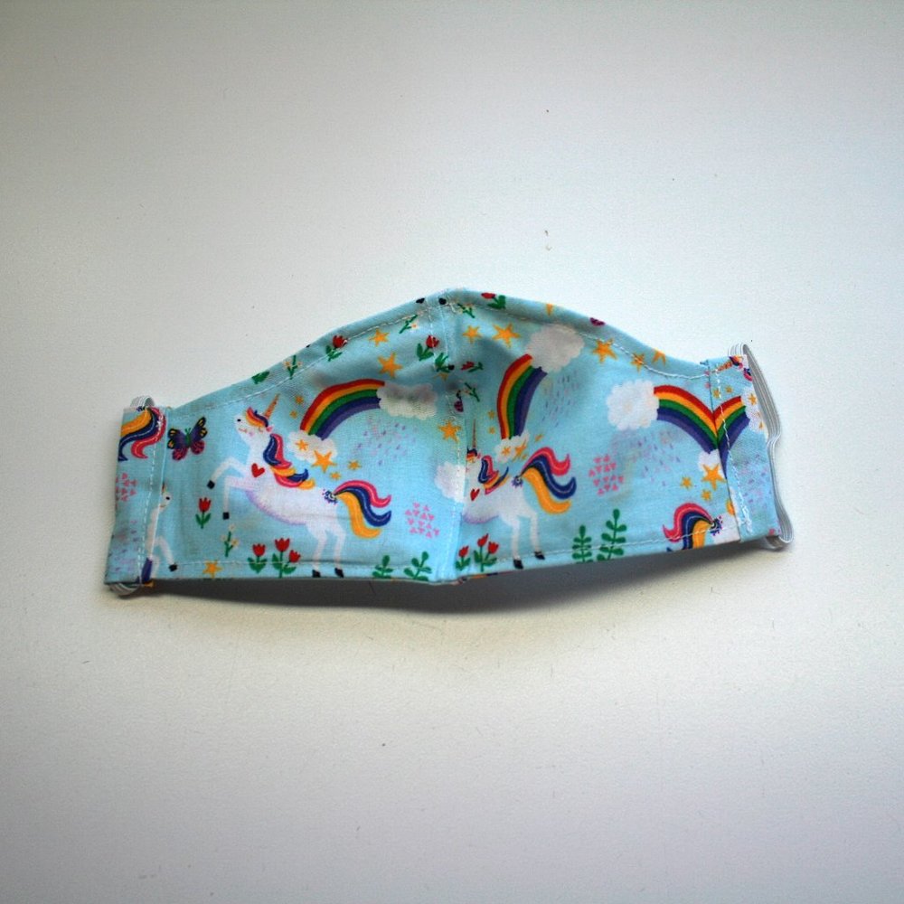 HANDMADE Kids Unicorn Fabric Face Mask Shield - Picture 3 of 3